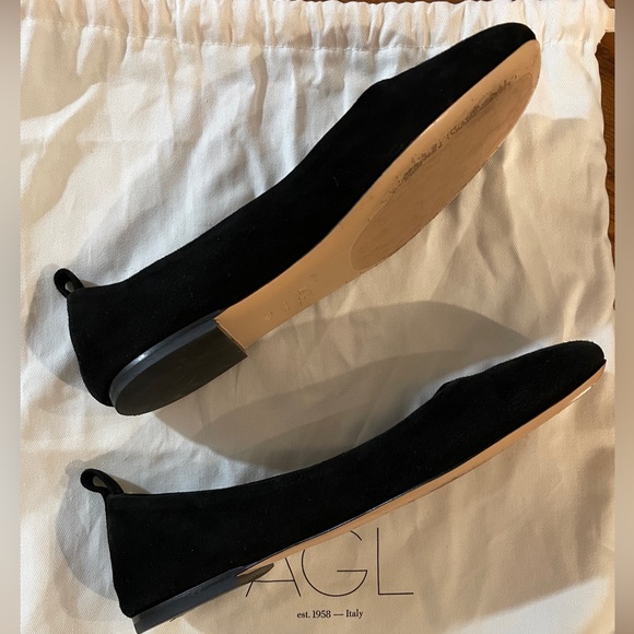 AGL Women's Black Suede Kim Ballet Flats - Picture 2 of 4